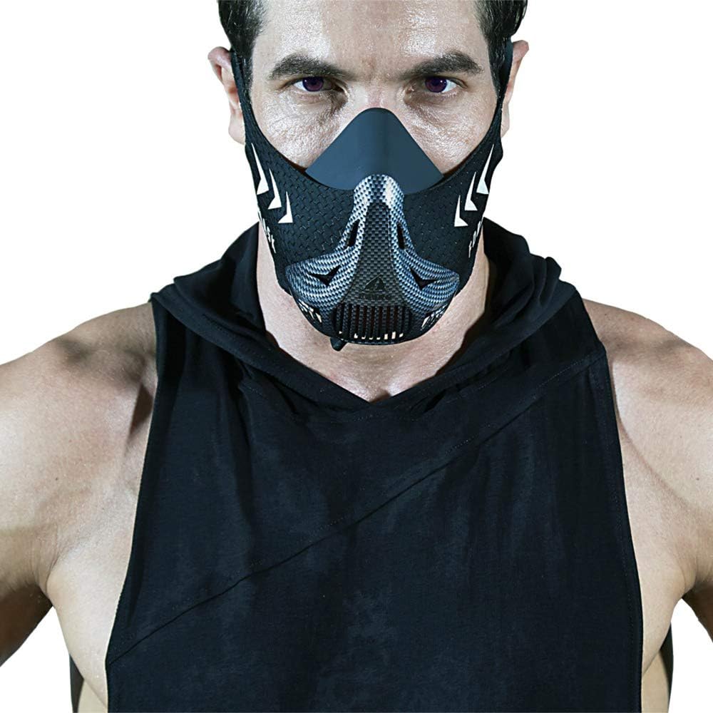 HXwsa Sport Mask, Six-Speed Training Oxygen-Blocking Oxygen Self-Abuse Artifact Training Mask,Adjustable Cardio Fitness Cycling Running Triathlon Lifting Endurance Sports Exercise