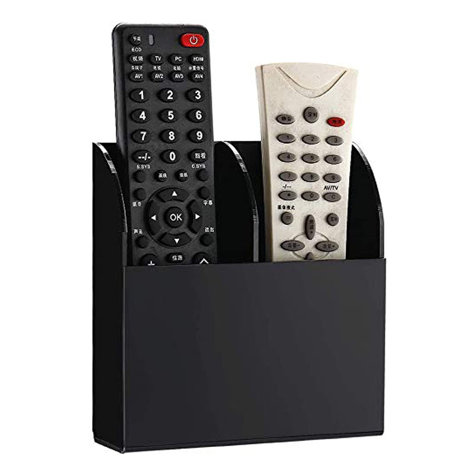 MEIRRAI Remote Control Holder, Storage Boxes for Air Conditioning TV Remote Control Universal, Black Acrylic Organiser for Home Office Supplies Pencil, 2 Grids — image 1