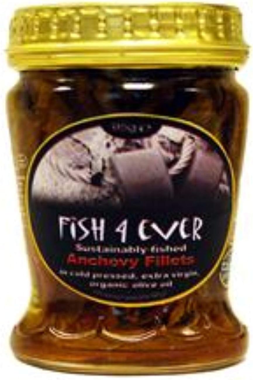 Fish 4 Ever Anchovies in Organic Olive Oil, 95g Amazon.co.uk Grocery