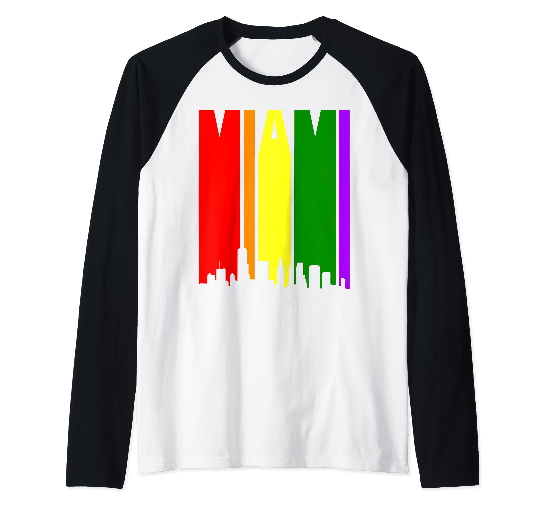 Miami Gay Pride Rainbow Raglan Baseball Tee