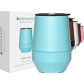 Elemental Recess Wine Tumbler - Triple Wall Insulated Stainless Steel Coffee Mug for Hot & Cold Drinks - Portable Cup with Shatterproof Sip Lid for Camping, Outdoor & Travel - 10oz - Robin's Egg
