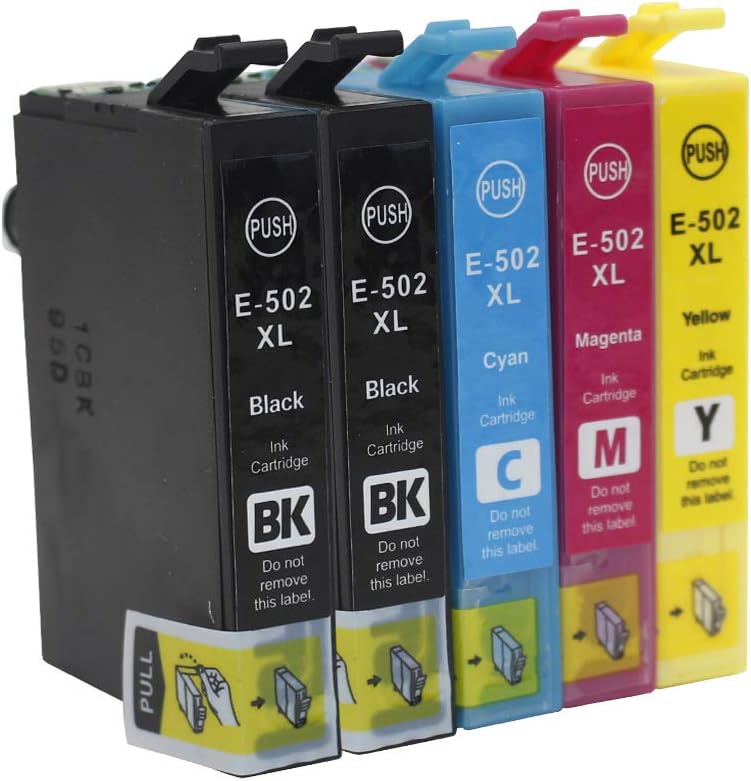 502XL Ink Cartridges Replacement for Epson 502 XL Ink, for Epson Expression Home XP-5105 XP-5100 Workforce WF-2860DWF WF-2865DWF WF-2860 (5-Pack,2*Black, 1*Cyan, 1*Magenta, 1*Yellow)