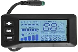 FABULETTA LCD Display GD01 5 Pin Electric Bike Display Panel 24V 36V 48V Waterproof Monitor Screen With Adjustable Backlight For E-Bike Controllers Speed Distance Battery Level Tracking