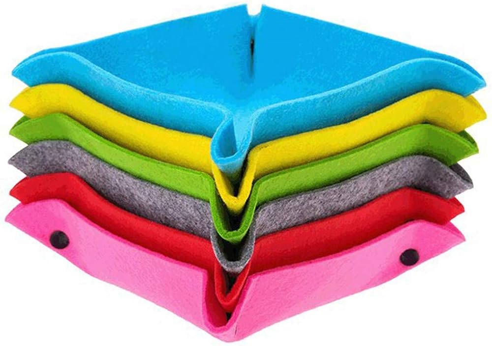 DEDC 6 Pcs Jewelry Felt Tray, Foldable Felt Jewelry Tray Dice Box