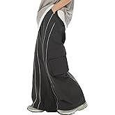 GORGLITTER Men's Baggy Cargo Pants Wide Leg Sweatpants Loose Streetwear Pants Trousers Parachute Pants