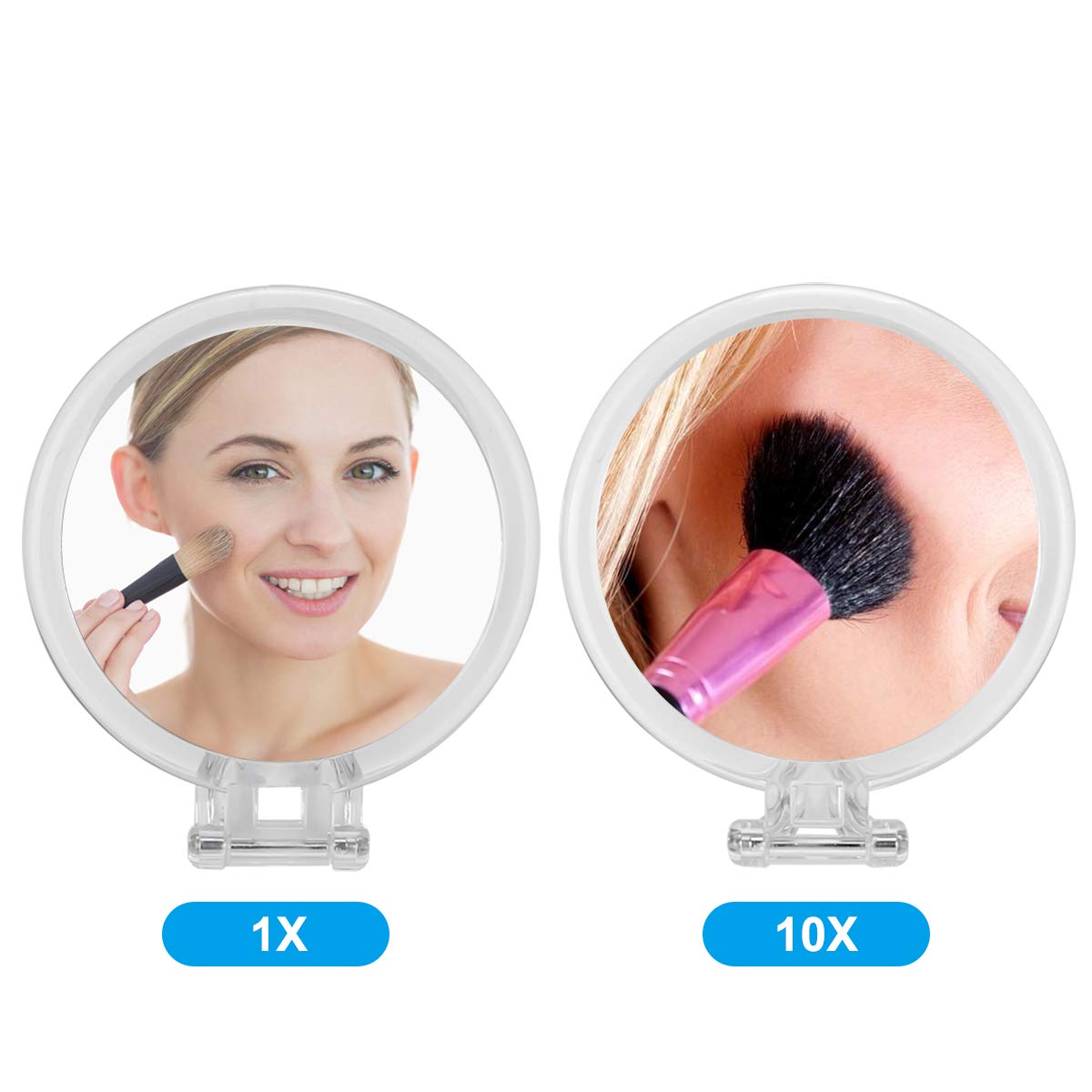 Snowflakes Makeup Mirror Double Sided Folding Standing Handheld Cosmetic Mirror 1X/10x Magnification Portable Vanity Table Mirror.: Beauty