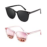 FIMILU 2 Packs Sunglasses for Women Polarized UV400 Protection Lens Big Frame Fashion Glasses Trendy Stylish Shade