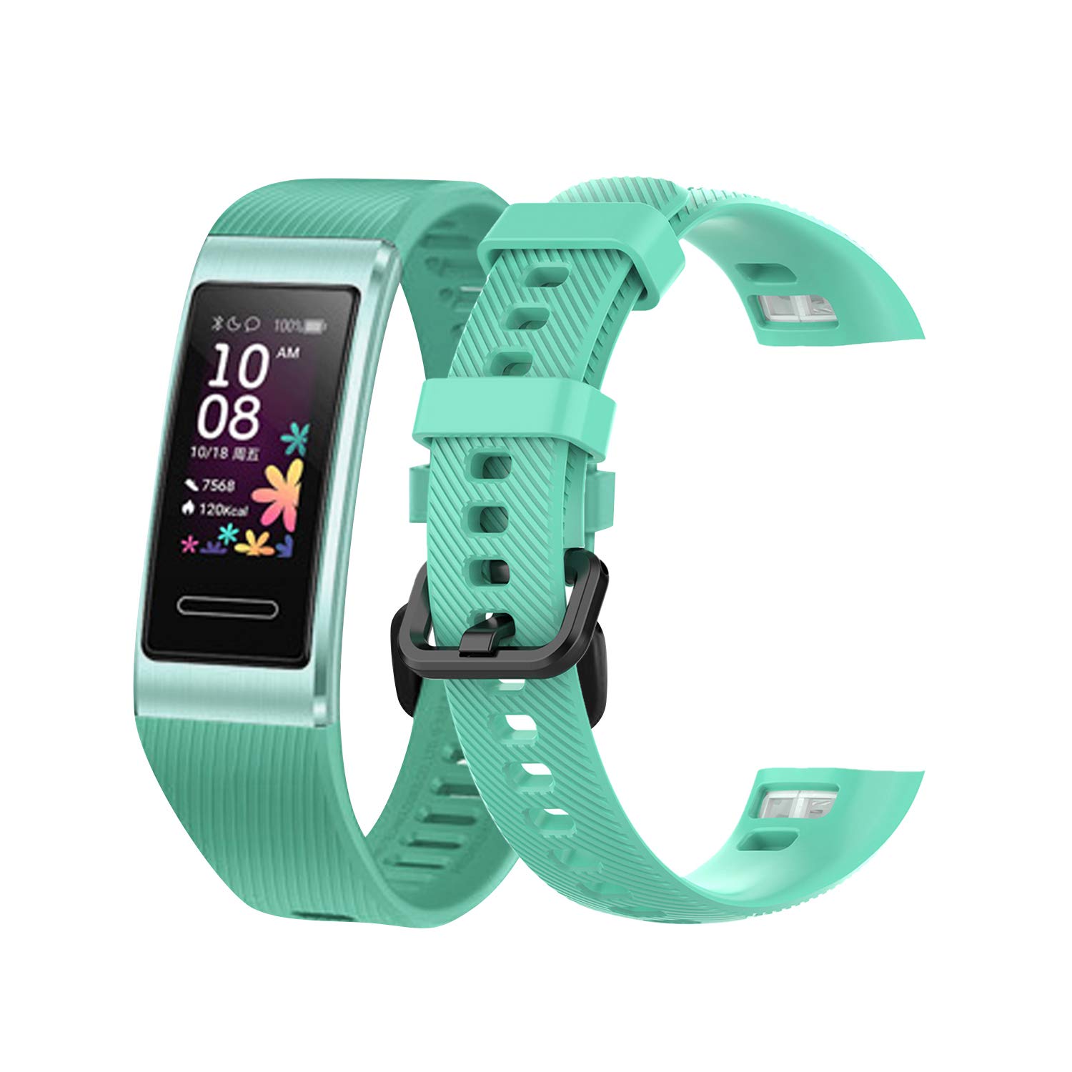 teyiwei Teal Soft Silicone Wrist Strap Compatible for Band 3 Pro Replacement Watch Band Bracelet Compatible with Band 4 Pro