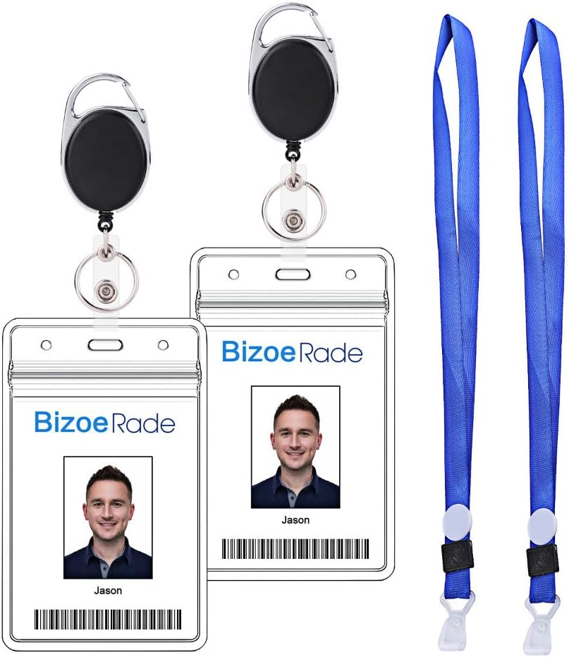 Retractable Badge Holder,2 Pack BizoeRade Heavy Duty Vertical ID Holder