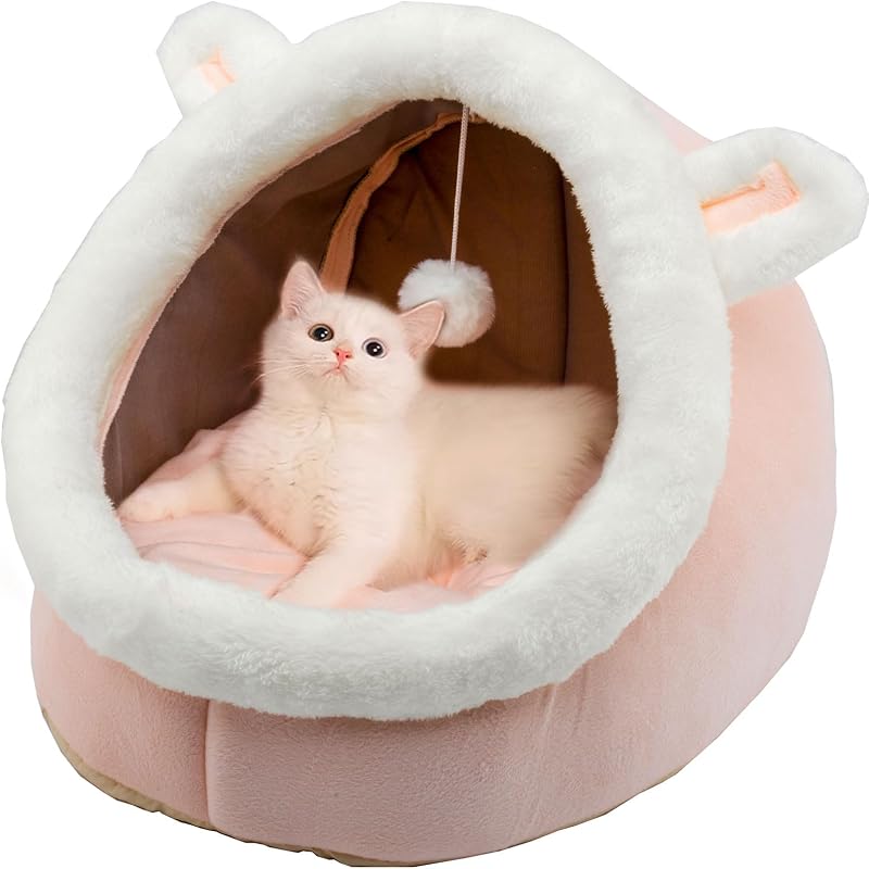 Dtopsun Rabbit Shaped Cat Bed Indoor with Anti-Slip Bottom Small Dog Cave