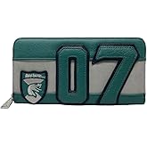 Loungefly x Harry Potter D. Malfoy Slytherin Zip-Around Wallet (Grey/Green, One Size)