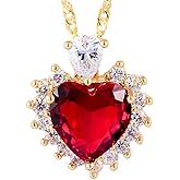 RIZILIA Ocean Heart Pendant with 18" Chain & Heart Cut CZ [5 Colors Available] in Yellow Gold Plated, Simple Modern Elegant
