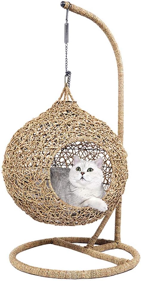 fulhengy Zeze Cat House Hanging Rattan Cat Bed Large Wicker Cat Bed Web Celebrity Cat Houses and Beds Ins Style Pet Cat Supplies