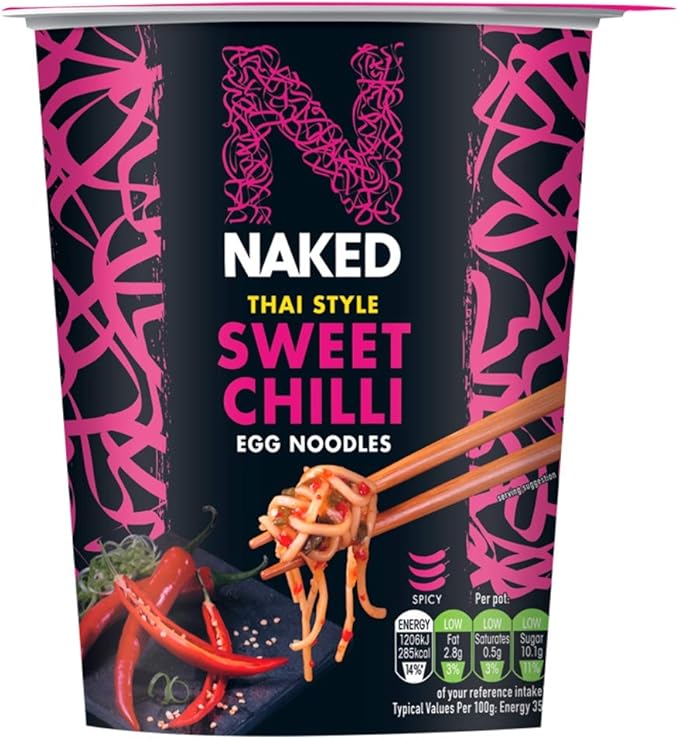 NAKED Noodle Thai Style Sweet Chilli Egg Noodles Pot, 78g (Pack of 12