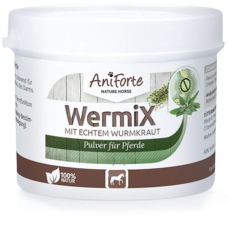 AniForte WermiX Pulver 50g für Pferde und Ponys - Natürlicher Wurmfeind, Naturprodukt Bei und Nach Wurmbefall, Natur Pur, Ohn