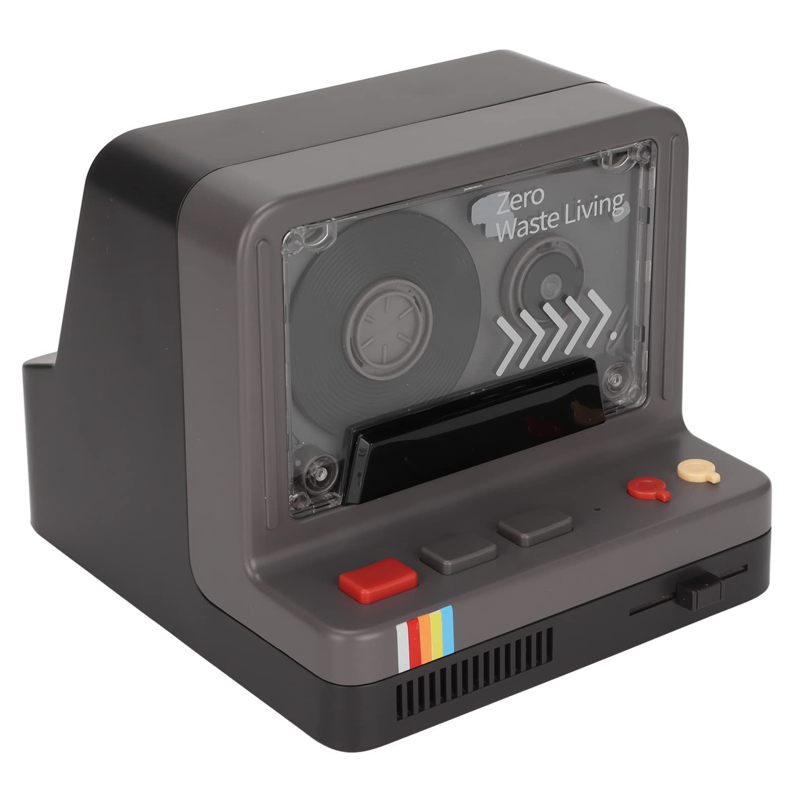 Retro Bluetooth Speaker, Portable Stereo Cassette Shape Wireless Speaker, Bluetooth Cassette Player with Dual Ambience Lighting, Auto Rotate Black Disk, for Outdoors, Camping, Party(Black)