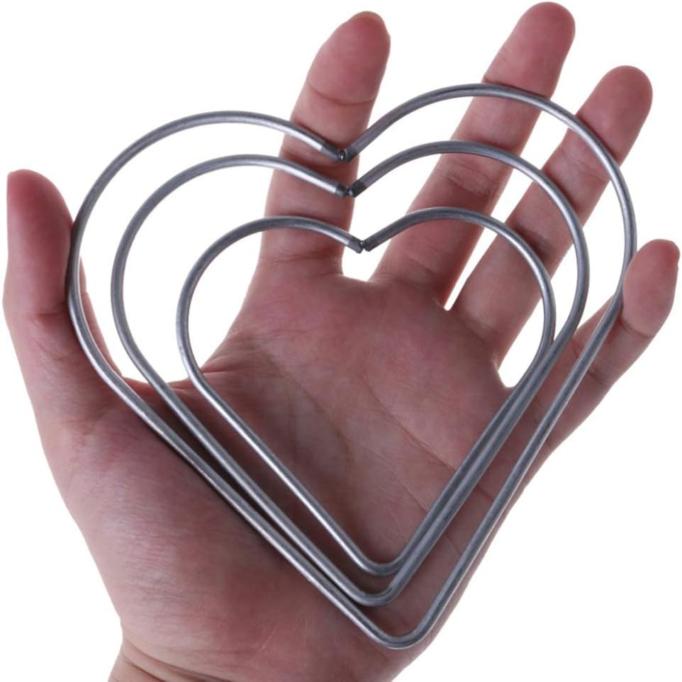 Garneck 9PCS DIY Craft Heart Shaped Iron Metal Ring Hoop for Dream Catchers and Macrame 8cm, 10cm, 12cm, Silver, Medium - Image 5
