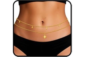 Wriidy Layered Beads Waist Chain Gold/Silver Sun Belly Chain Bikini Body Chain Women Adjustable Beach Waist Jewelry Accessories