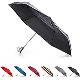 totes Titan Portable Travel Umbrella – Windproof, Waterproof, Strong, Compact Umbrella – Perfect for the Car, Backpack, and On-the-Go