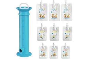 YIISHUIIL Fruit Puree Filler,Portable Fruit Squeeze Puree Filler Fruit Juice Food Maker with 9pcs Reusable Pure Color Pouches for Kids (Blue)