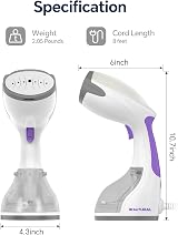BEAUTURAL Clothes Steamer Portable Handheld Garment Wrinkles Remover 1200W view 7