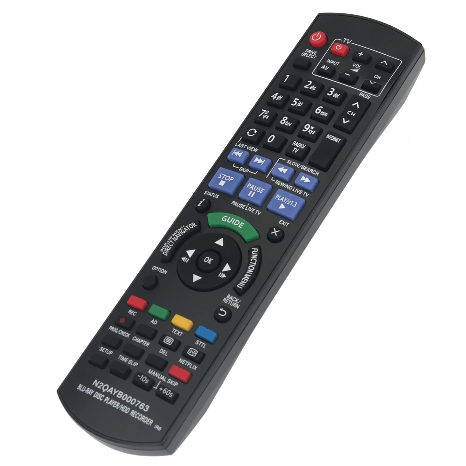 N2QAYB000763 Sub N2QAYB000762 Replacement Remote Control Fit for Panasonic Blu-ray Disc Player HDD Recorder DMR-PWT420 DMR-PWT420EB DMR-PWT520