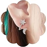 Iaceble Bohemia Crystal Star Moon Stud Earrings Cz Moon Claw Earrings Gold Moon Star Earrings Rhinestone Star Crescent Earrings Minimalist Star Moon Earrings Jewelry for Women