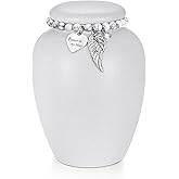 SOITIS Urn for Human Ashes Keepsake- 4.8 Inches White Ceramic Urn Ashes Keepsake, Memorial Holder Decorative Urn, Funeral Cremation Urns for Women Men