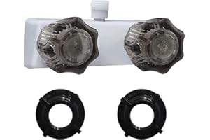 DSRTLP RV Shower Faucet Camper bath Faucet RV Shower Replacement Valve Diverter w/ 2 Knob Handles for Indoor and Outdoor Shower(White Faucet)
