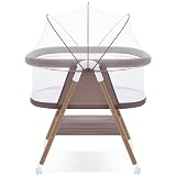 GYARING Baby bassinets,3 in1 Baby Crib, Sturdy, Portable & Easy to Assemble,Mosquito net and Portable Bag Included. (Khaki)