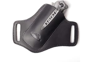 Topstache Handmade Leather Pocket EDC Belt Folding Knife Sheath for Man,Cross Draw Right Side Carry Open Top for 5 inch Folding Knife,Black