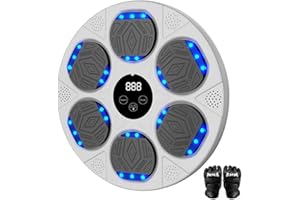 LOLBOX Music Boxing Machine, Boxing Wall Mount Machine for Kids Adult, Bluetooth Smart Boxing Traineing Machine with Boxing Gloves, Boxing Workout Equipment Target for Home, Office, Gym,Snow-White