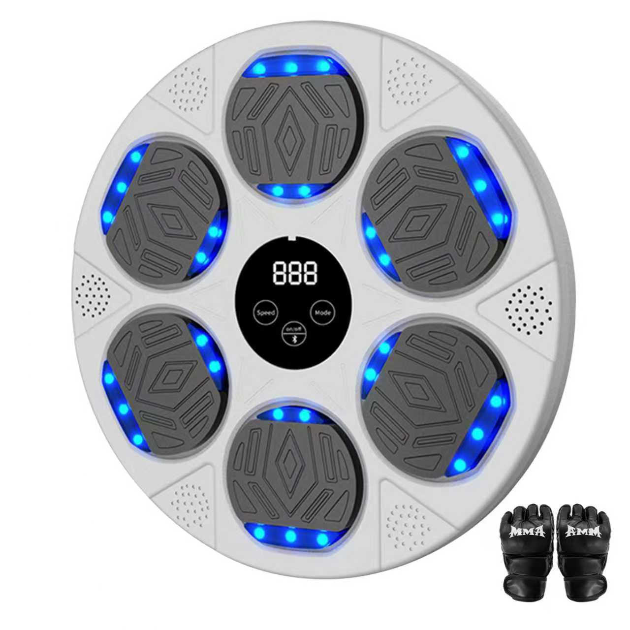 LOLBOX Music Boxing Machine, Boxing Wall Mount Machine for Kids Adult, Bluetooth Smart Boxing Traineing Machine with Boxing Gloves, Boxing Workout Equipment Target for Home, Office, Gym,Snow-White Image