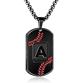 HSWYFCJY Baseball Initial Dog Tag Necklace for Men,Personalized Baseball A-Z Letter Charm Military Pendant Accessories Jewelry Gift for Boys Sports Athletes