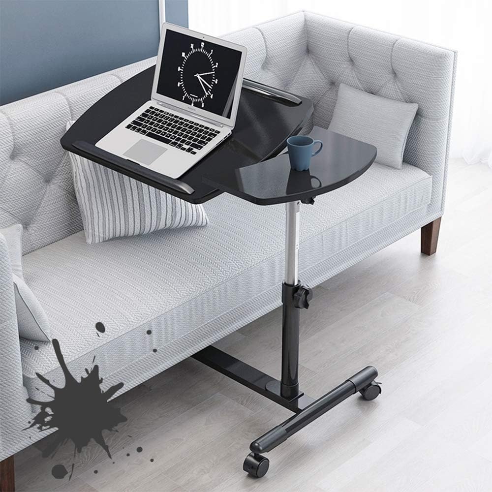 WZFC Folding Laptop Table, Ventilated Adjustable Laptop Stand,Portable Mobile Laptop Computer Stand Desk Cart Tray Side Table for Bed Sofa Reading Eating,Black