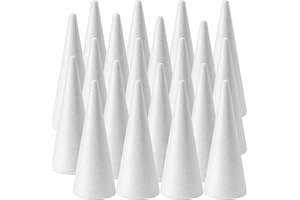 FFchuanhe 20-Pack Craft Foam Cones (2.9X7.9in), White Polystyrene Cone Shaped Foam, Foam Tree Cones, for Arts and Crafts, Christmas, School, Wedding, Birthday, DIY Home Craft Project.