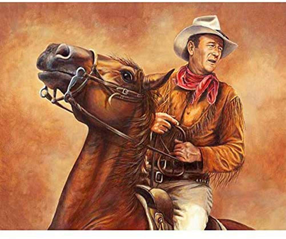 PPTRTYQ Painting By Numbers kits for Adults Kids beginner, Handsome cowboy and horse DIY Oil Painting Gift Pre-Printed Linen Canvas Hand painted gifts Home Decoration Wall art