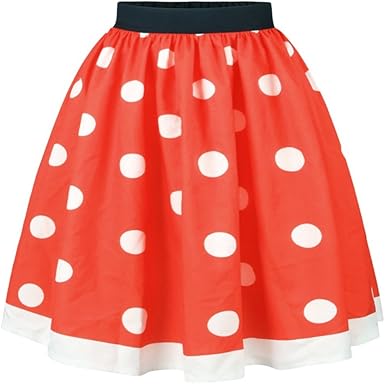 Women Fashion Red And White Polka Dot Elastic High Waisted Flared