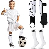 VercanMonth Soccer Shin Guards and Socks Kids Youth Lightweight Soccers Pads Defender with Ankle Protection Ski Shin Guards Football Equipment for Age 4-14 Toddler Boy Girl