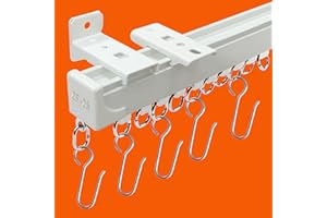 Ceiling Curtain Track Ceiling Mount with Soundproof Strips and Hooks, Curtain Rail Track Ceiling for Room Divider, RV Curtain