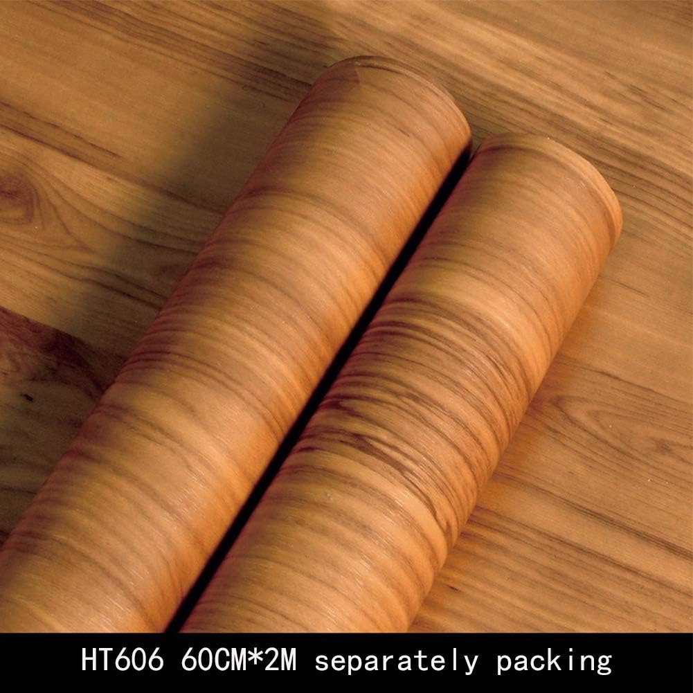Retro Wood Grain Contact Paper Self Adhesive PVC Waterproof Removable Wallpaper Shelf Liner Drawer Liner Home Furniture Door Decoration Sticker, 60cmx2m(HT606,HT606)