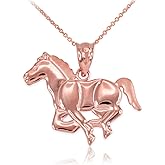 Running Horse Pendant Necklace in Polished 10k Rose Gold