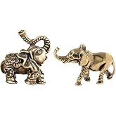 MHYGKTXRA 2pcs Chinese Feng Shui Brass Mascot, Mini Elephant Decor Statue Figurines for Animal Sculpture of Good Lucky Collectibles Gift