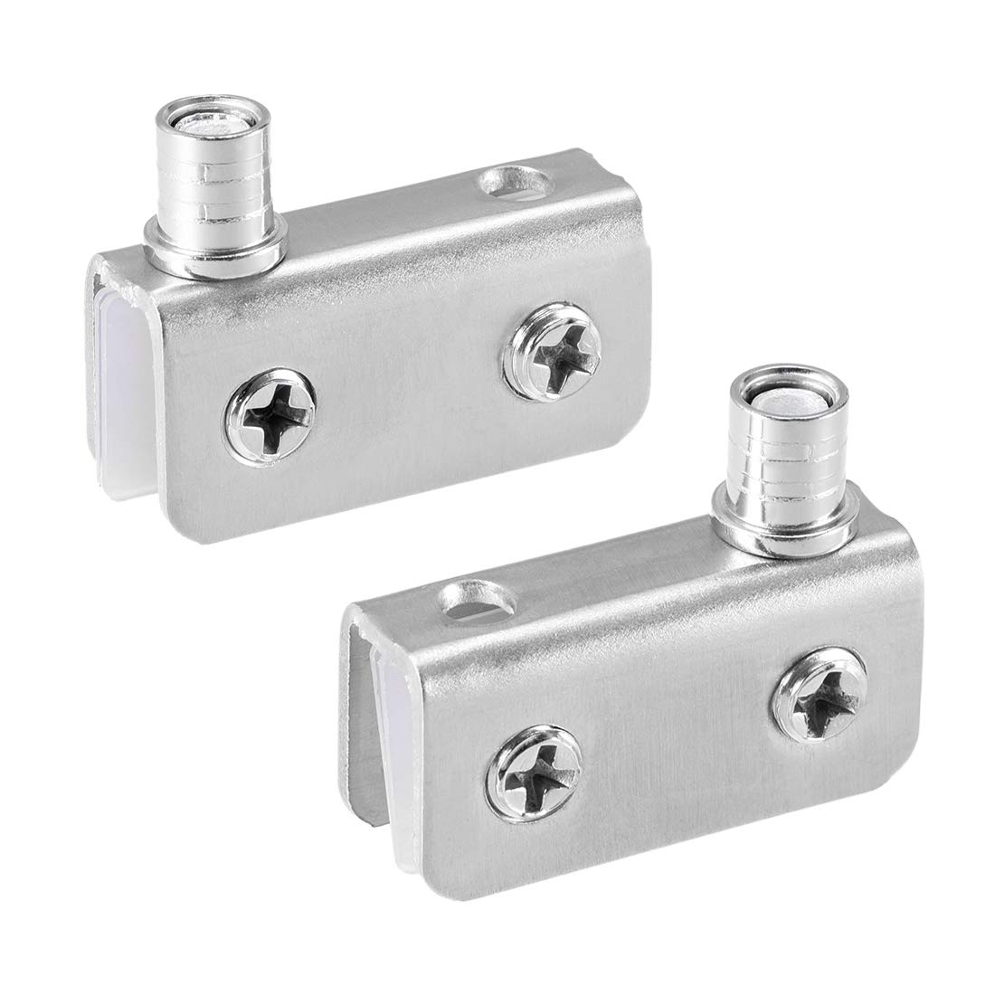 sourcing map Adjustable Glass Door Hinges Clamp，Stainless Steel Cabinet Pivot Hinge Clip for 5-8mm Thickness Glass, 1 Pair