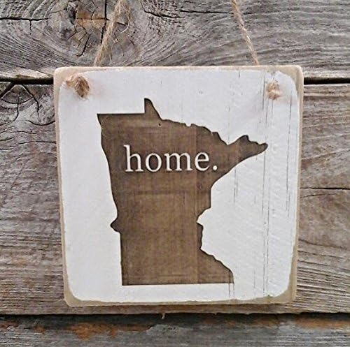 Minnesota Home Hanger - Wood Ornament - Minnesota Sign - Minnesota Ornament (small keepsake 4 inches by 4 inches in size)