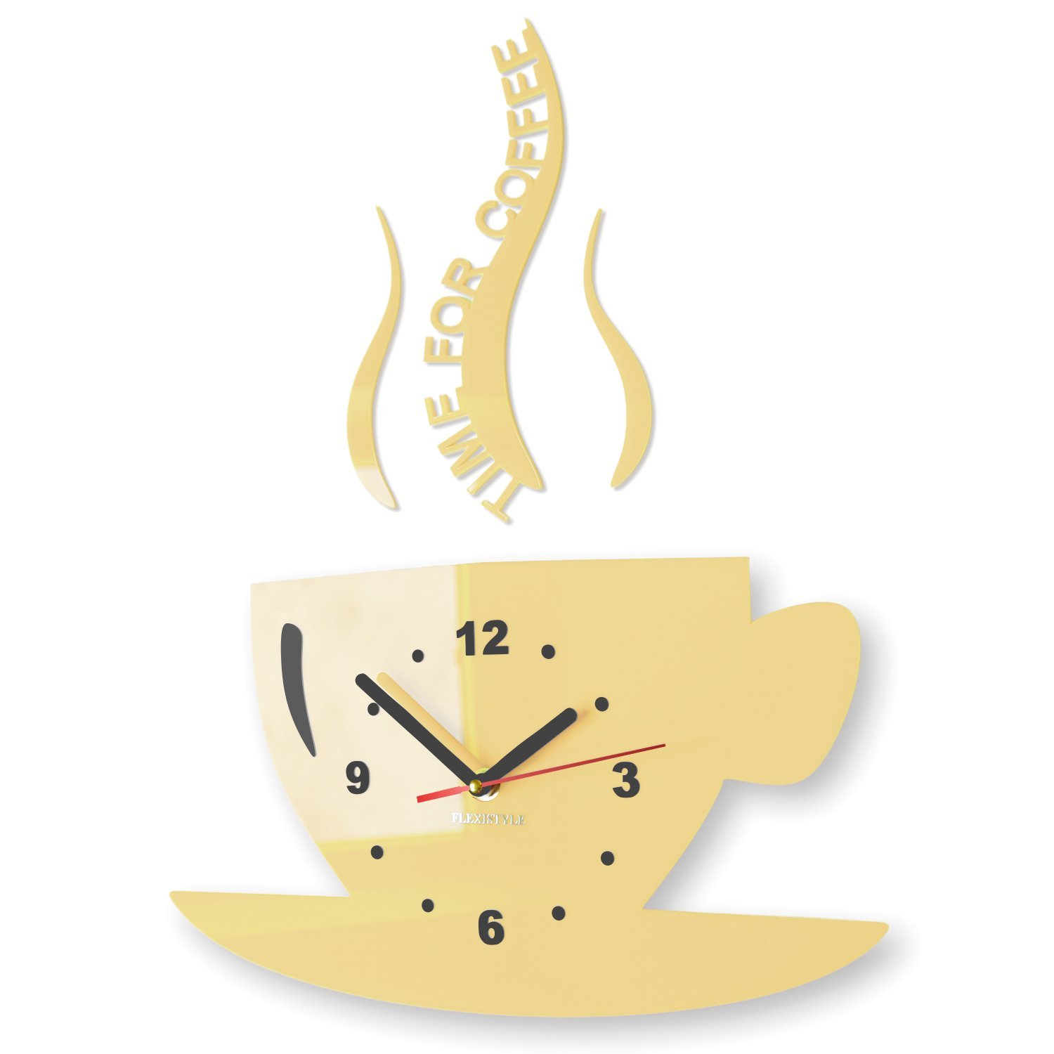 FLEXISTYLE Kitchen wall clock CUP time for coffee (Ecru)
