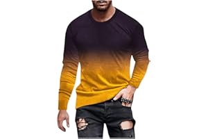 Muscularfit Mens Long Sleeve Shirts Casual Gradient Color Loose Pullover Graphic Tee Shirts Fall Fashion Athletic Sweatshirts
