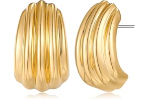 MUYAN Chunky Gold Textured Earrings for Women Trendy Minimalist Large Chunky Studs Fashion Jewelry