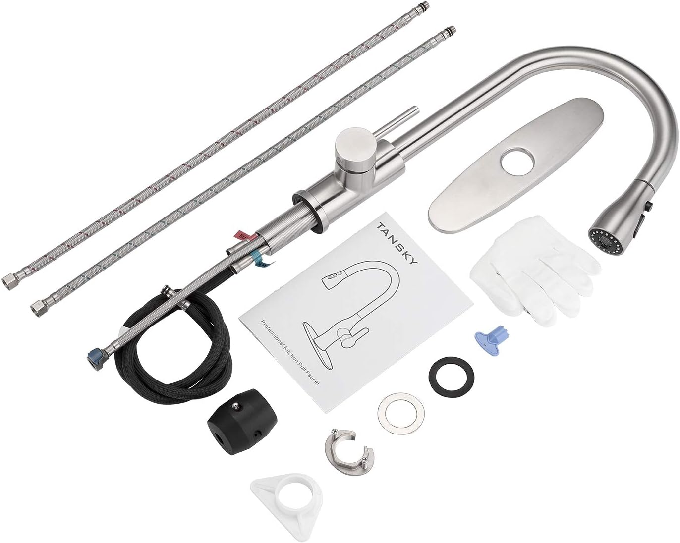 Kitchen Faucet, Tansky Kitchen Sink Faucet, Sink Faucet, Pull-Down Kitchen Faucets, Bar Kitchen Faucet, Brushed Stainless Steel - - 