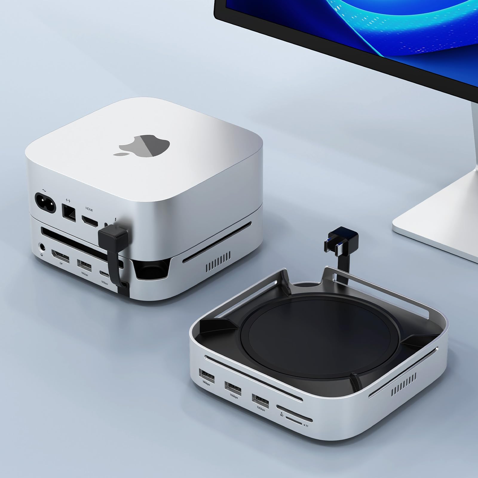Photo 1 of Mac mini M4 Docking Station with Display Port M.2 NVMe Enclosure, Mac mini M4 Dock Hub with 10Gbps UBS A USB C, SD TF Card Slots, 3.5mm Audio Jack